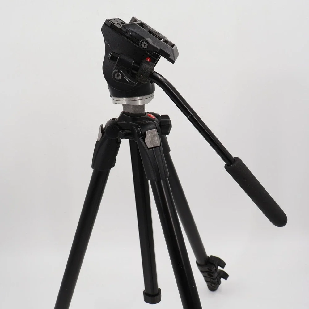 Manfrotto 190XDB Tripod 701RC2 Fluid Head Black Aluminum Professional Italy